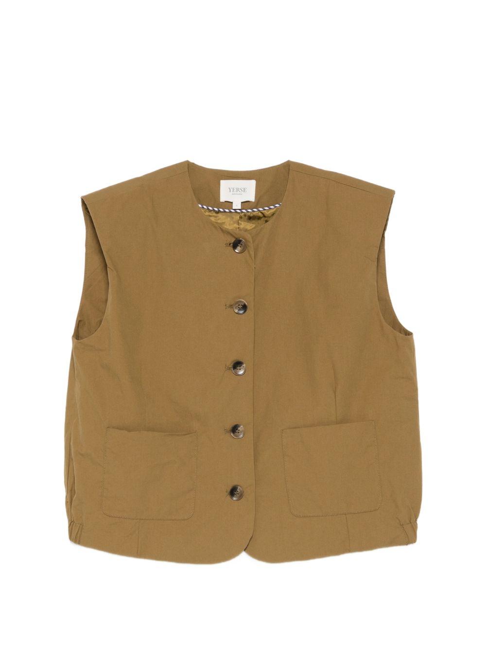 YERSE Gilet Carli in cotone cachi