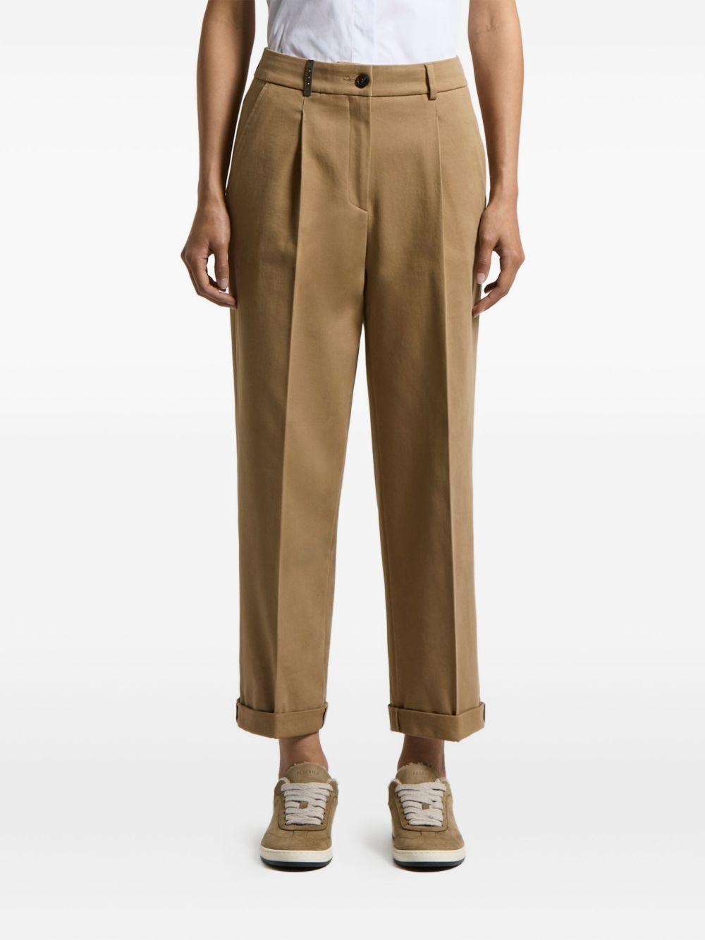 PESERICO Pantaloni beige con dettagli plissettati