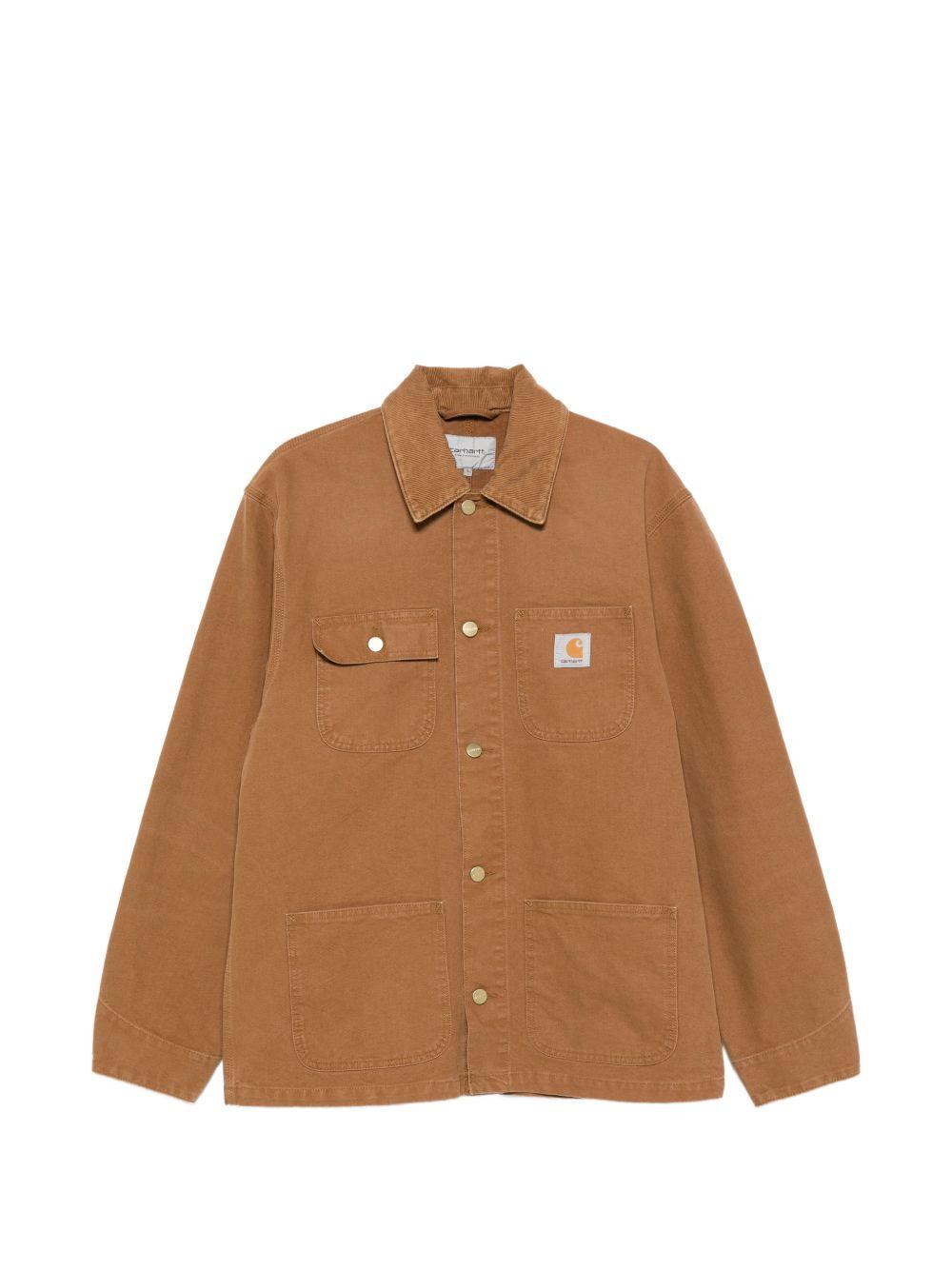 CARHARTT WIP Giacca-camicia Michigan marrone con tasche patch