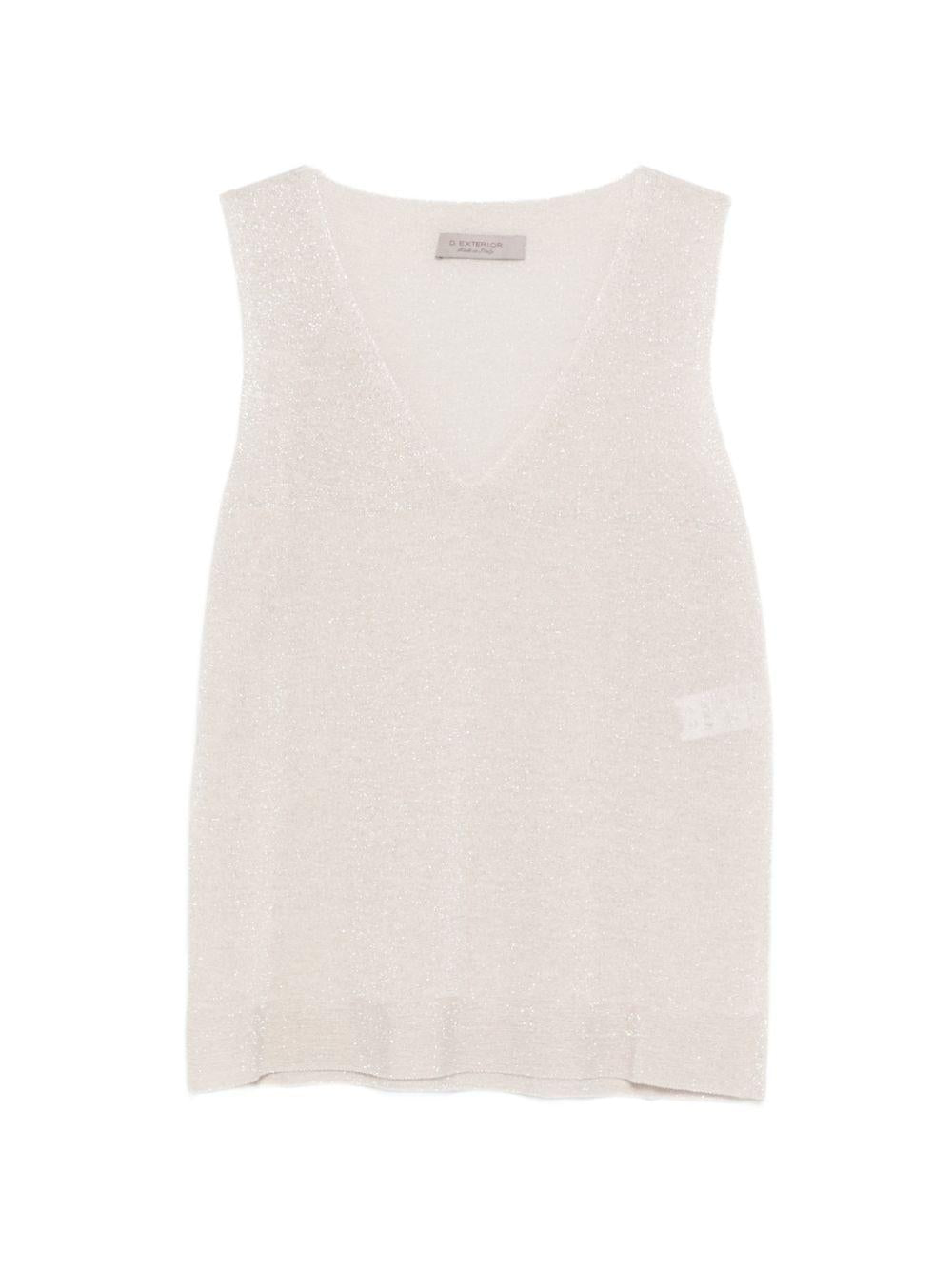 D EXTERIOR Top con scollo a V in lurex