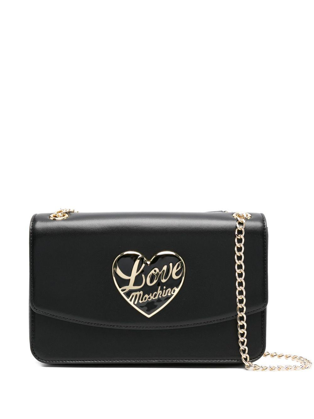 LOVE MOSCHINO Borsa a tracolla nera con placca a cuore
