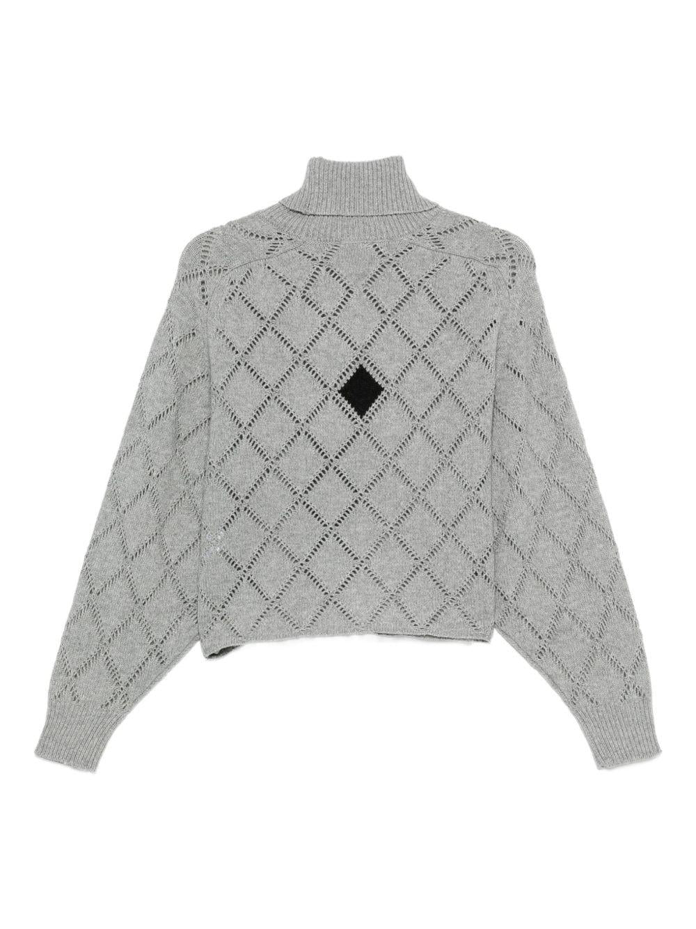 SEMICOUTURE Maglia 'Desideria' in cashmere grigio con fantasia a rombi