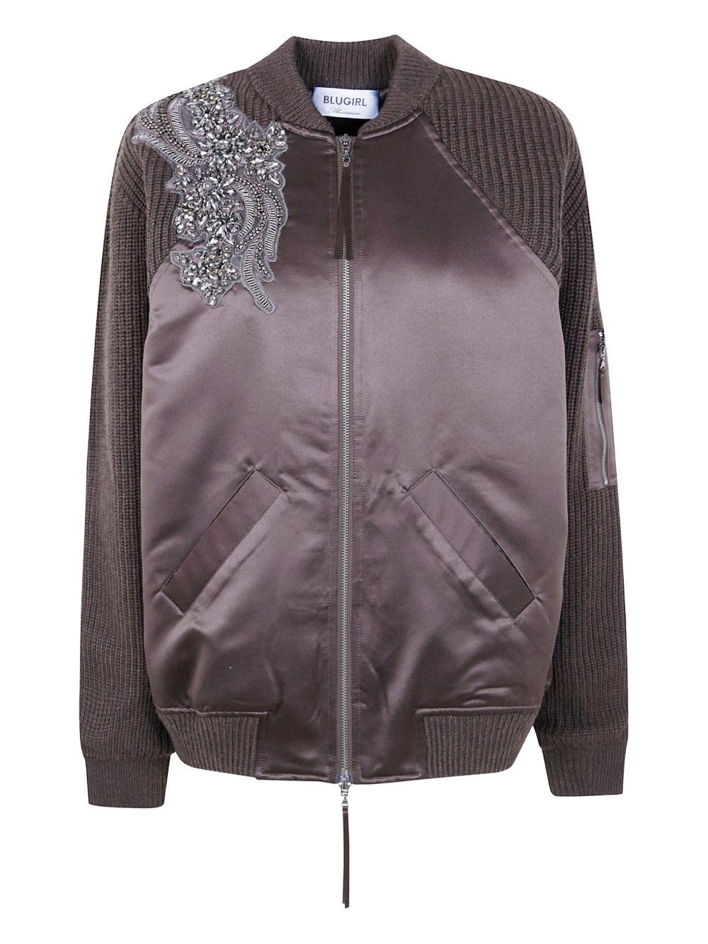 BLUGIRL Bomber marrone decorazioni con cristalli