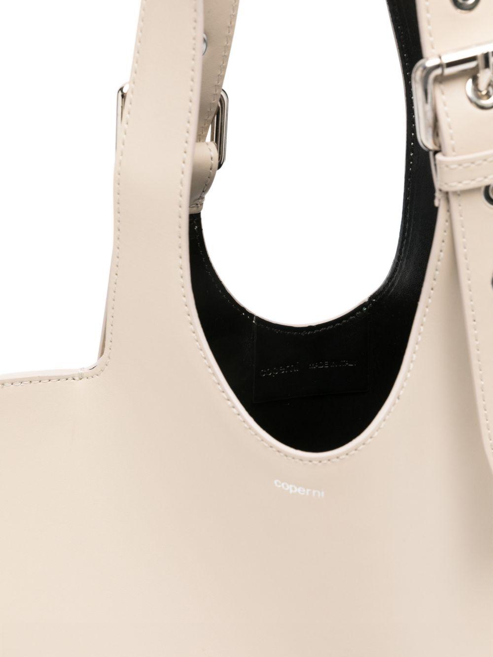 COPERNI Borsa a spalla a forma di cuore in pelle beige