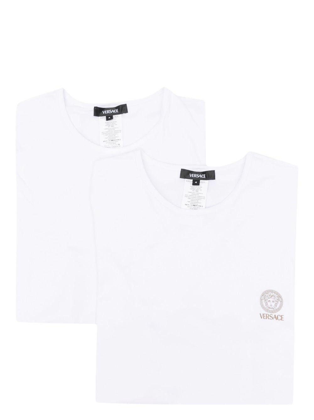 VERSACE Set di 2 T-shirt 'Medusa' in cotone elasticizzato bianco