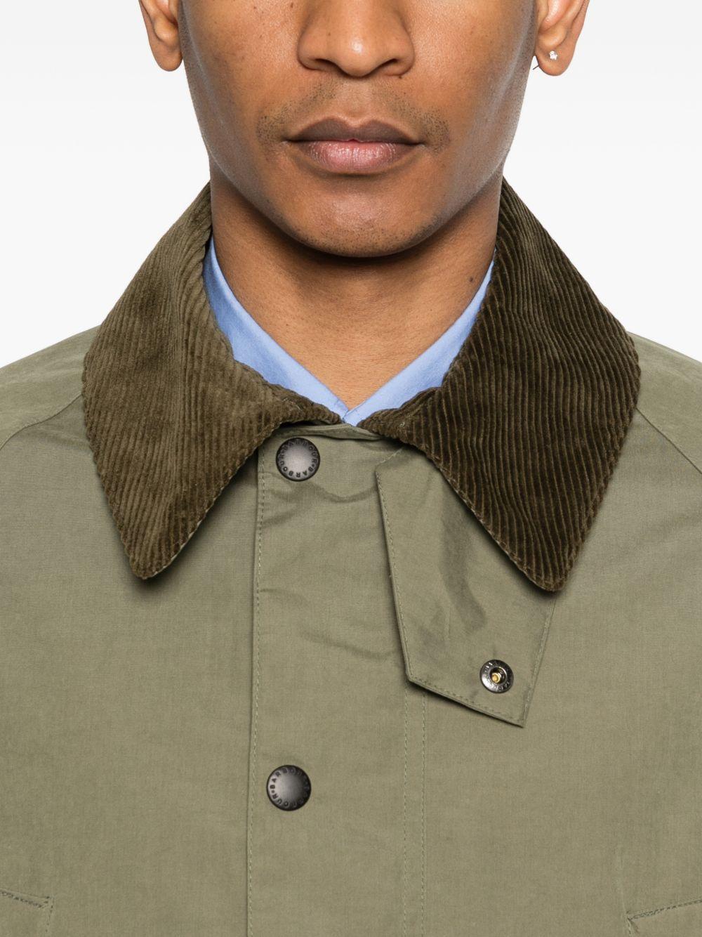 BARBOUR Giacca Bedale verde con colletto in velluto e tasche
