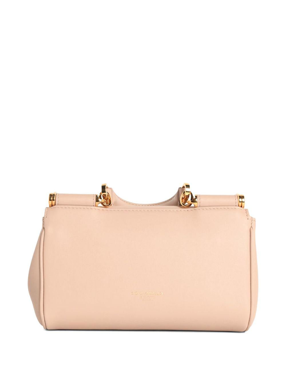 DOLCE e GABBANA Borsa a mano Sicily piccola in pelle beige