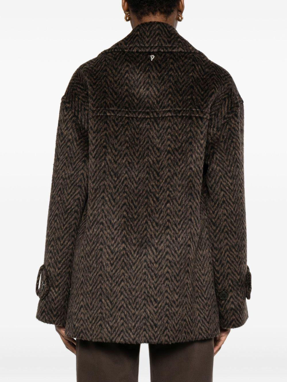 DONDUP Cappotto marrone con motivo a spina di pesce