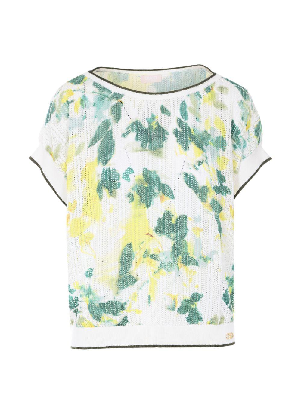 LIUJO T-shirt con scollo a barca multicolore verde