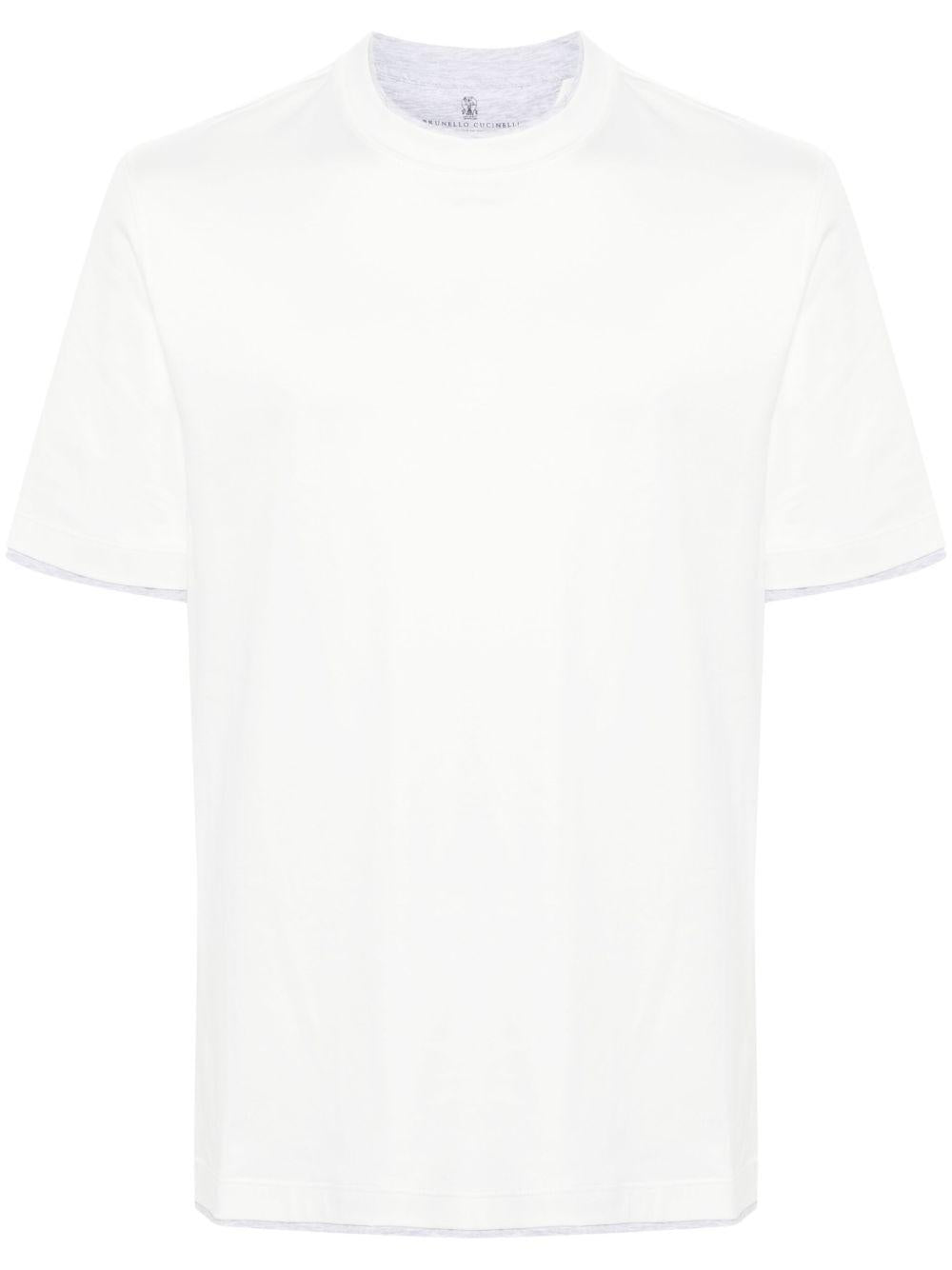 BRUNELLO CUCINELLI T-shirt girocollo in cotone bianco
