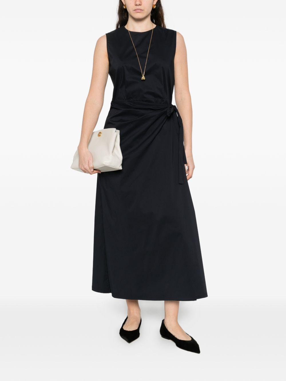 ASPESI Abito midi con drappeggio in cotone blu