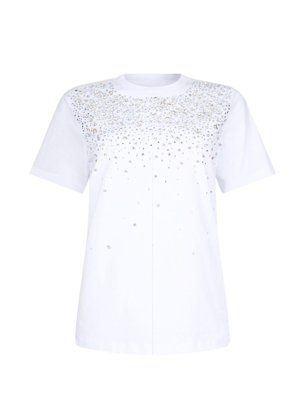 LIUJO T-shirt in cotone bianco con strass