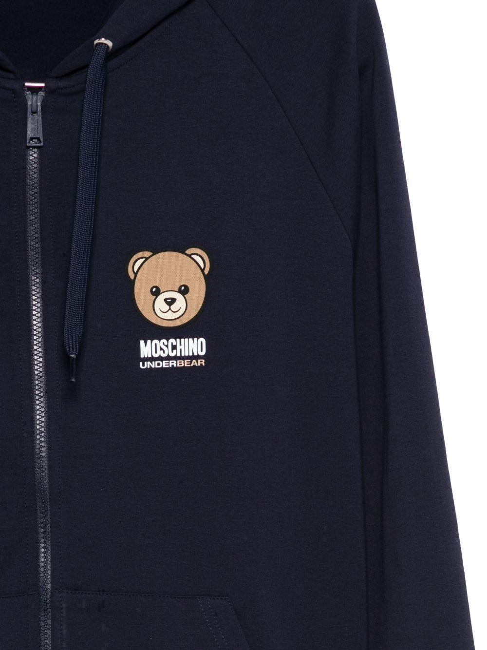 MOSCHINO UNDERWEAR Felpa blu con logo Teddy Bear