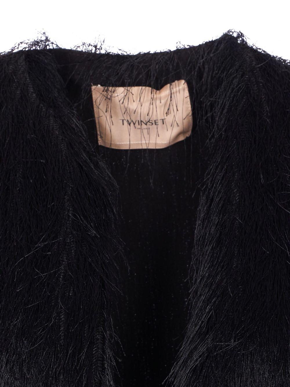 TWINSET Black faux fur shawl from