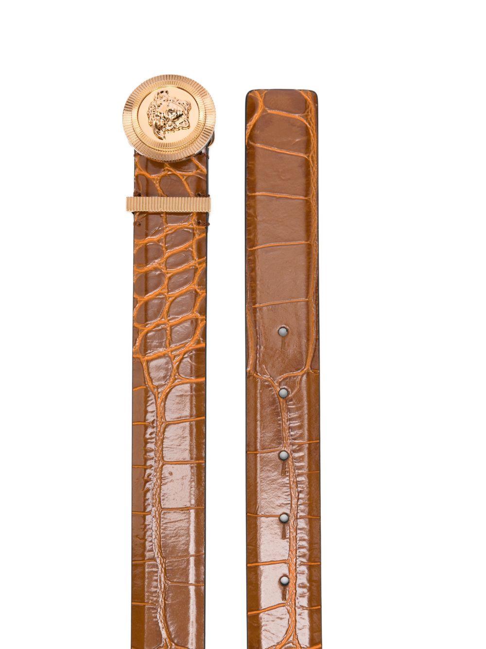 VERSACE Cintura in pelle marrone con fibbia Medusa