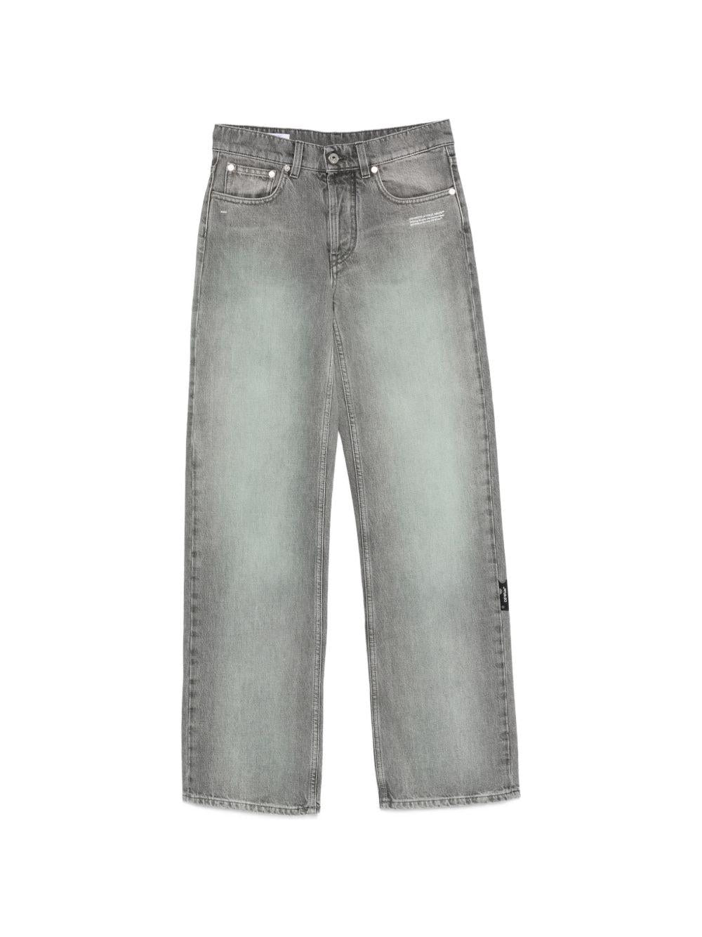 OFF WHITE Jeans in cotone grigio con effetto slavato