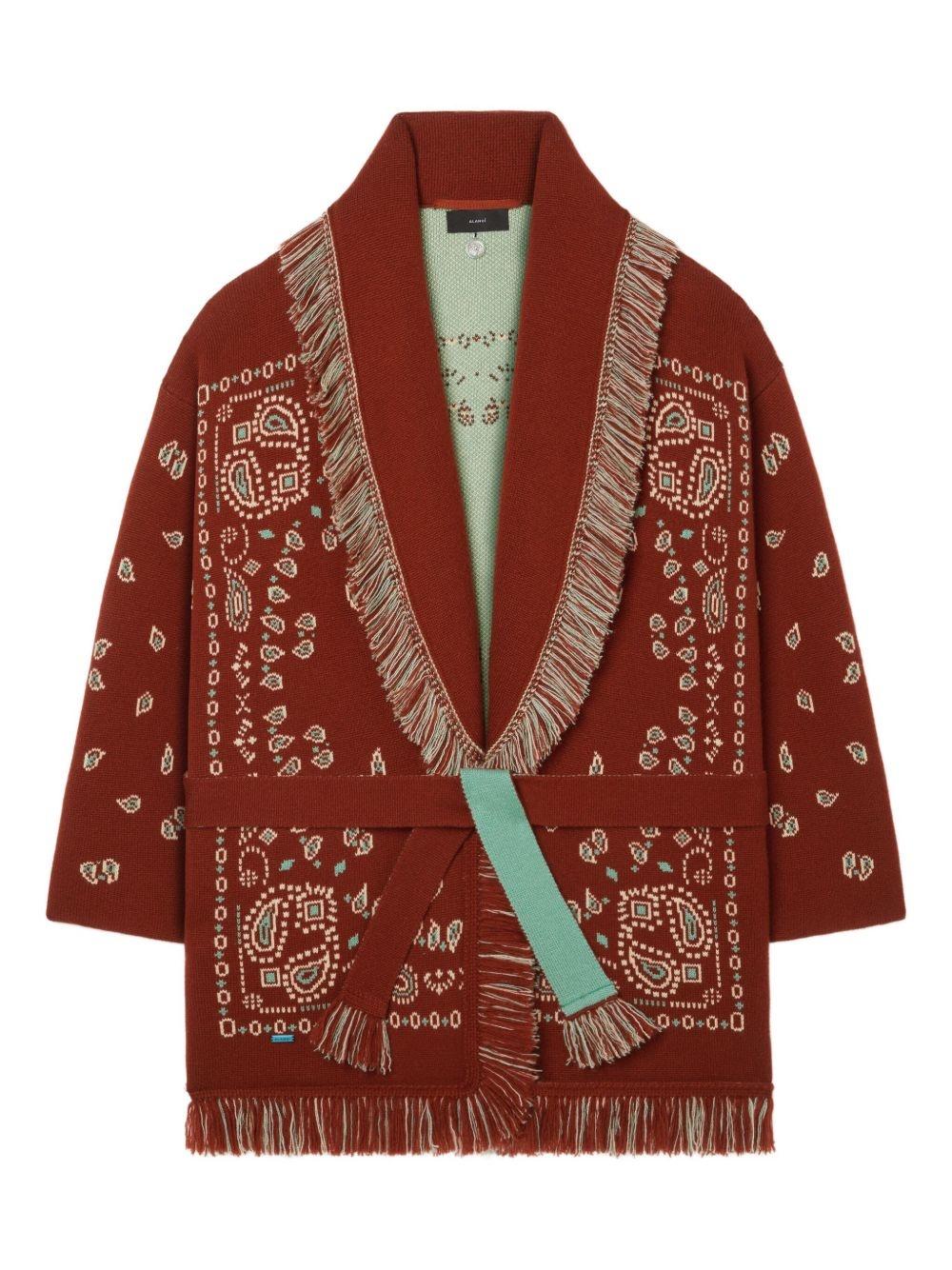 ALANUI Cardigan con cintura in vita a fantasia bandana