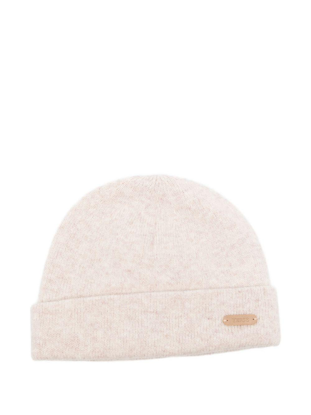 YERSE Cappello Cleo in lana écru con logo