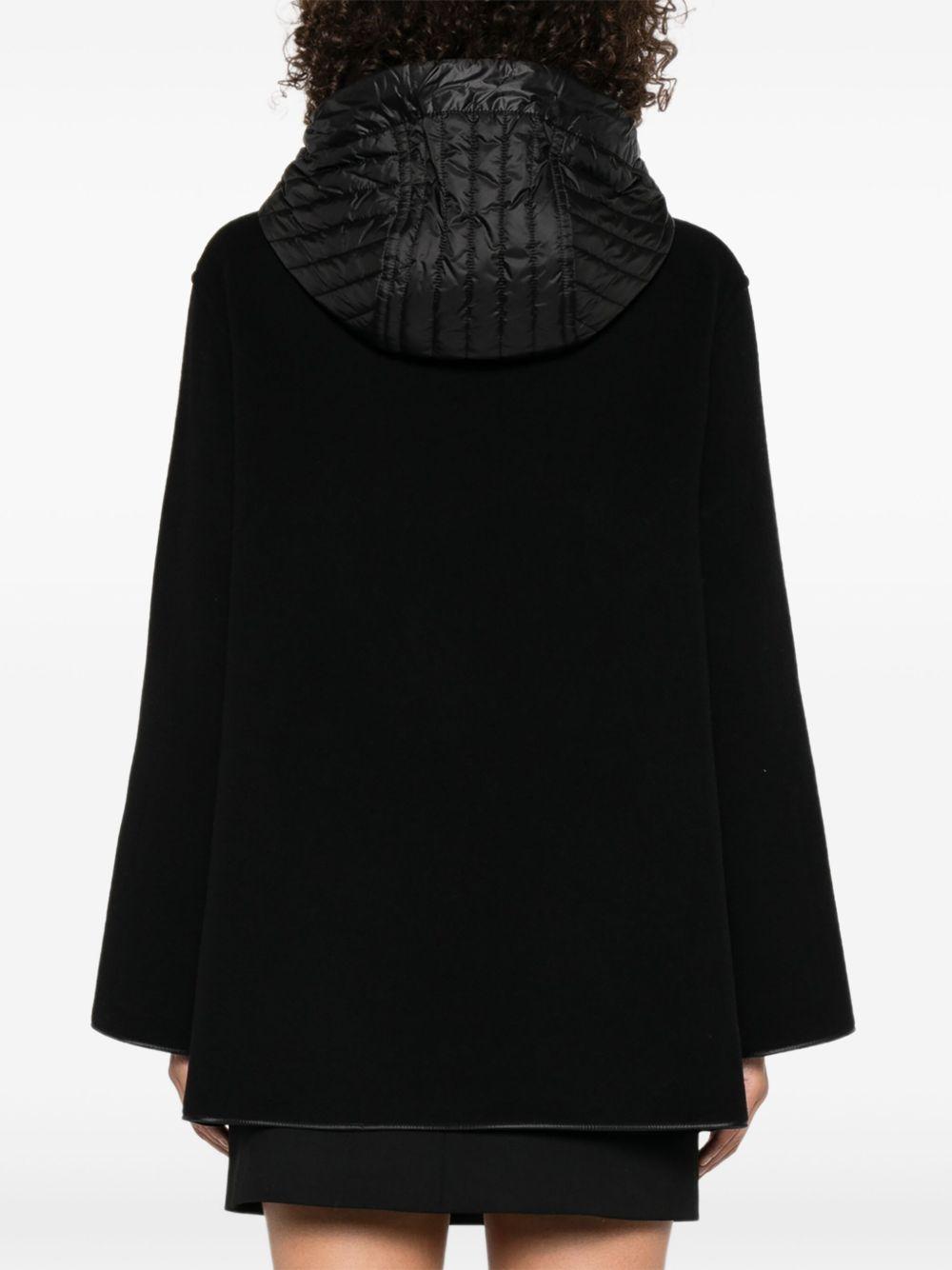 FAY Caban bimateriale in lana e cashmere nero