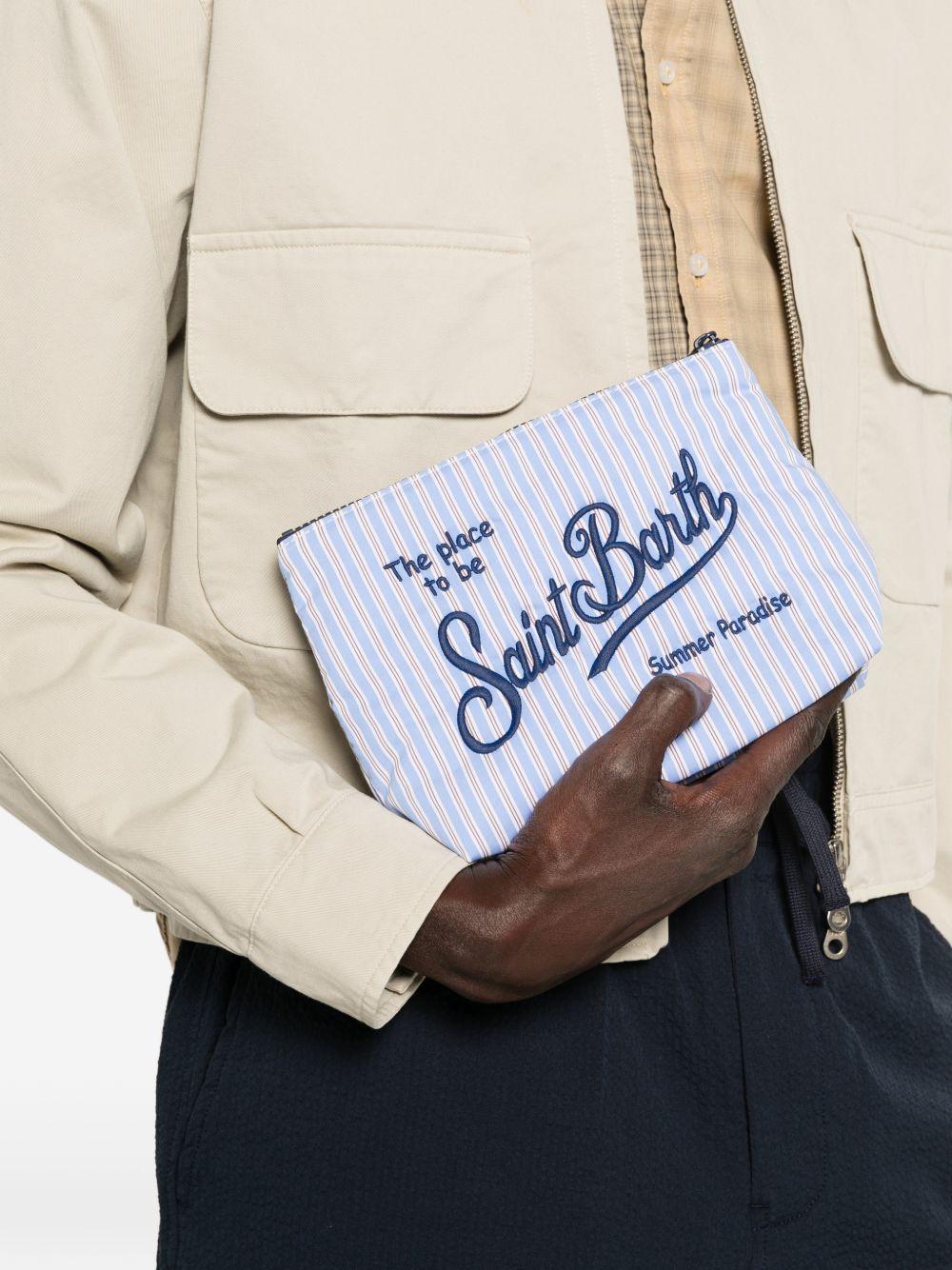 MC2 SAINT BARTH Pochette Aline Cotton azzurra a righe