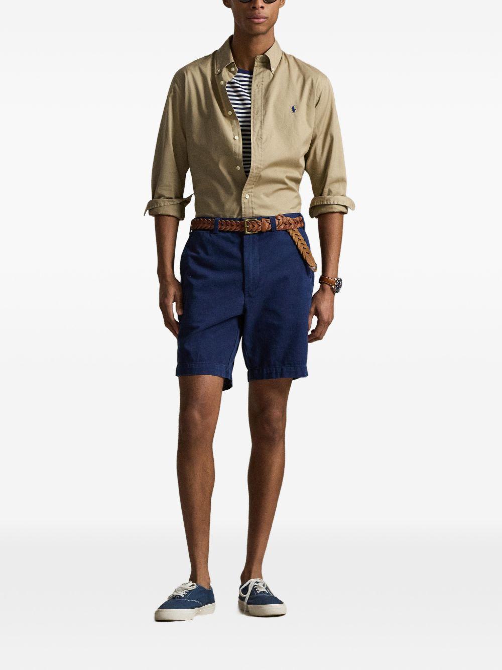 POLO RALPH LAUREN Camicia marrone con logo e collo button-down