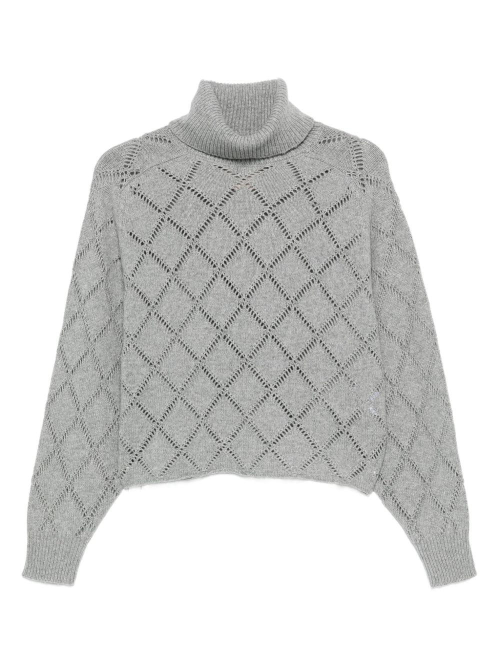 SEMICOUTURE Maglia 'Desideria' in cashmere grigio con fantasia a rombi