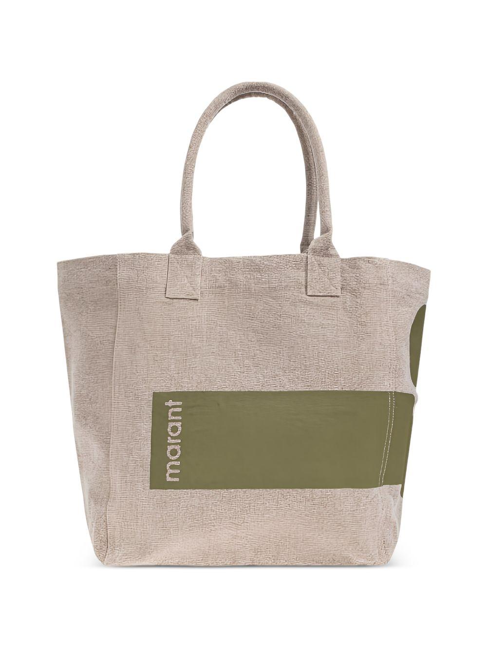 ISABEL MARANT Borsa shopping Yenky verde in cotone