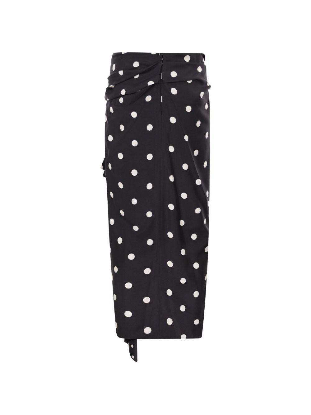 SPORTMAX Gonna midi nera a pois