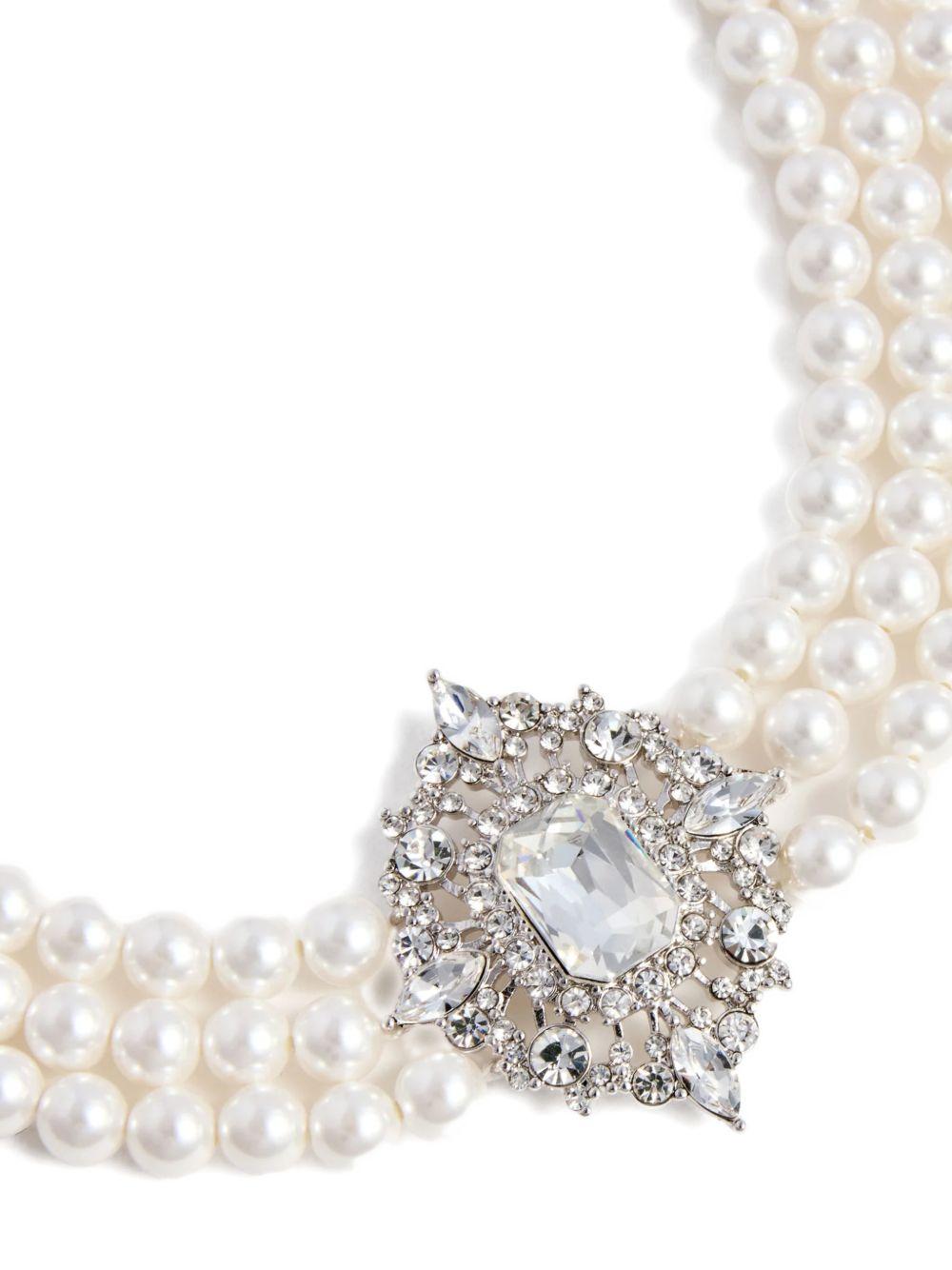 SELF PORTRAIT Girocollo di perle con dettaglio con strass centrale