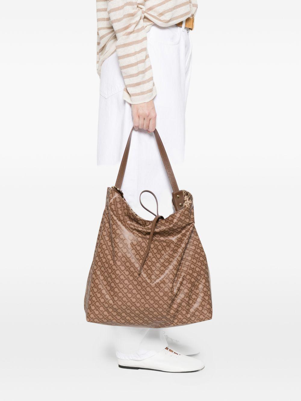 GHERARDINI Borsa shopping Softy Tabacco marrone con logo all-over