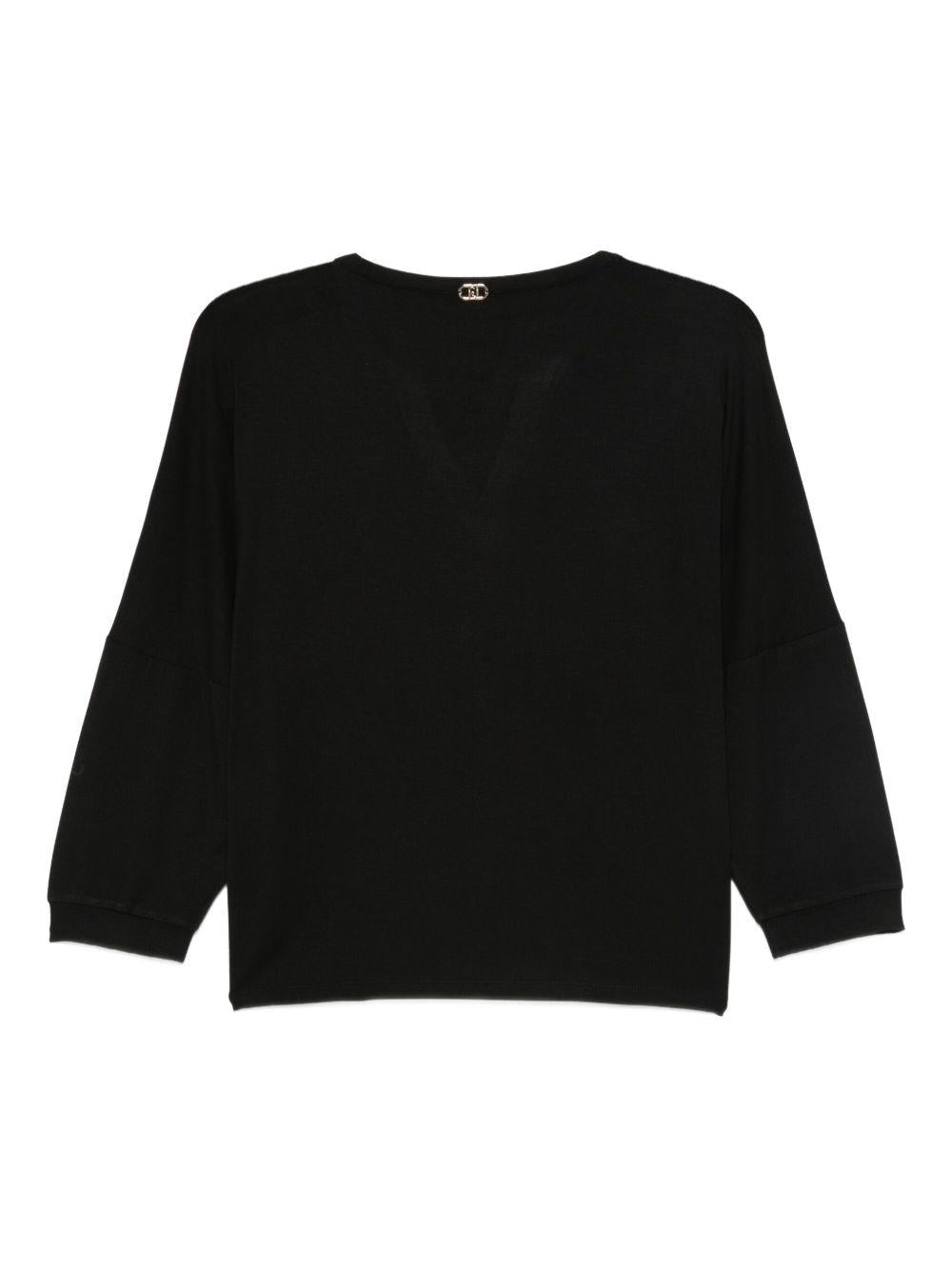 LIUJO Blusa nera con scollo a V