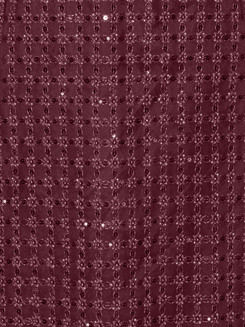 ROTATE Abito lungo a tubino bordeaux con paillettes