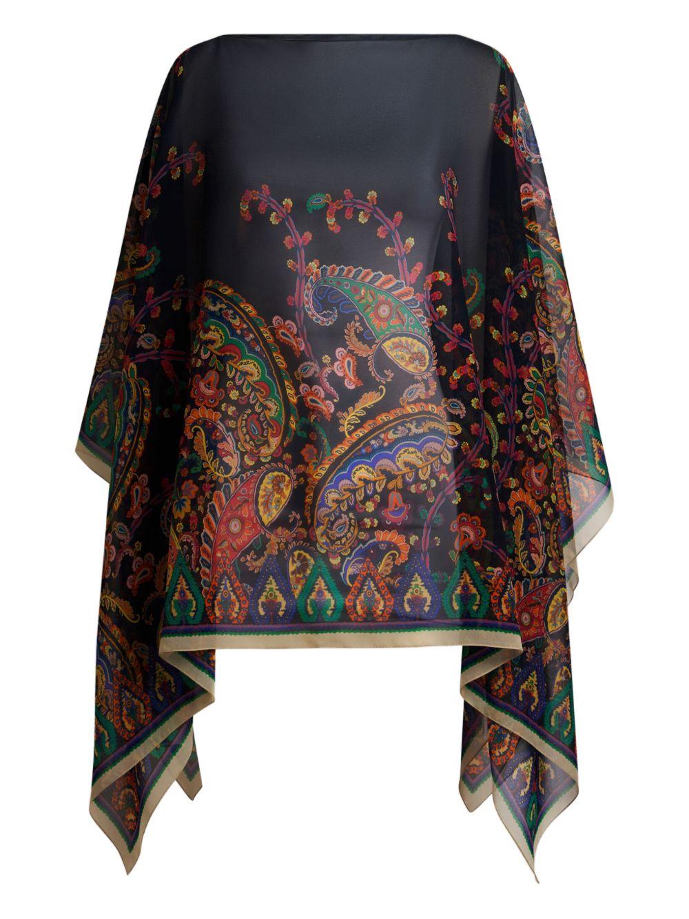 ETRO Poncho in seta stampata