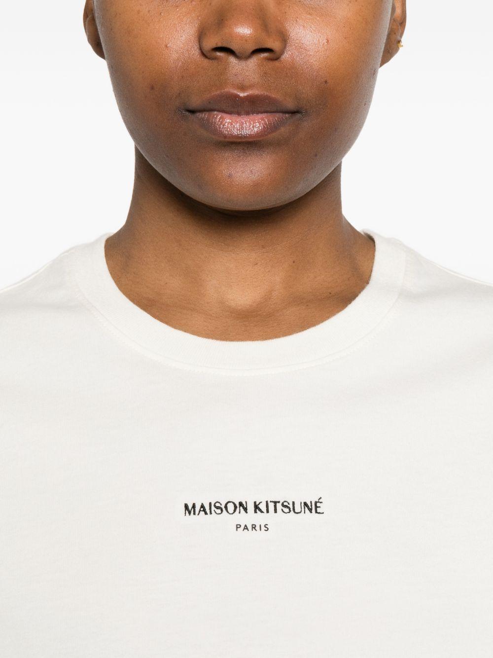 MAISON KITSUNE T-shirt con logo ricamato bianca