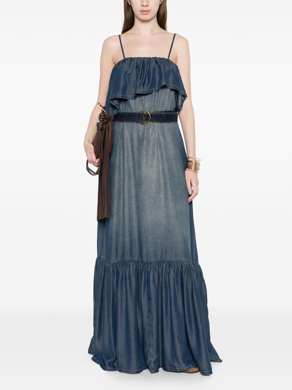PINKO Abito lungo Chiarodiluna in denim con cintura