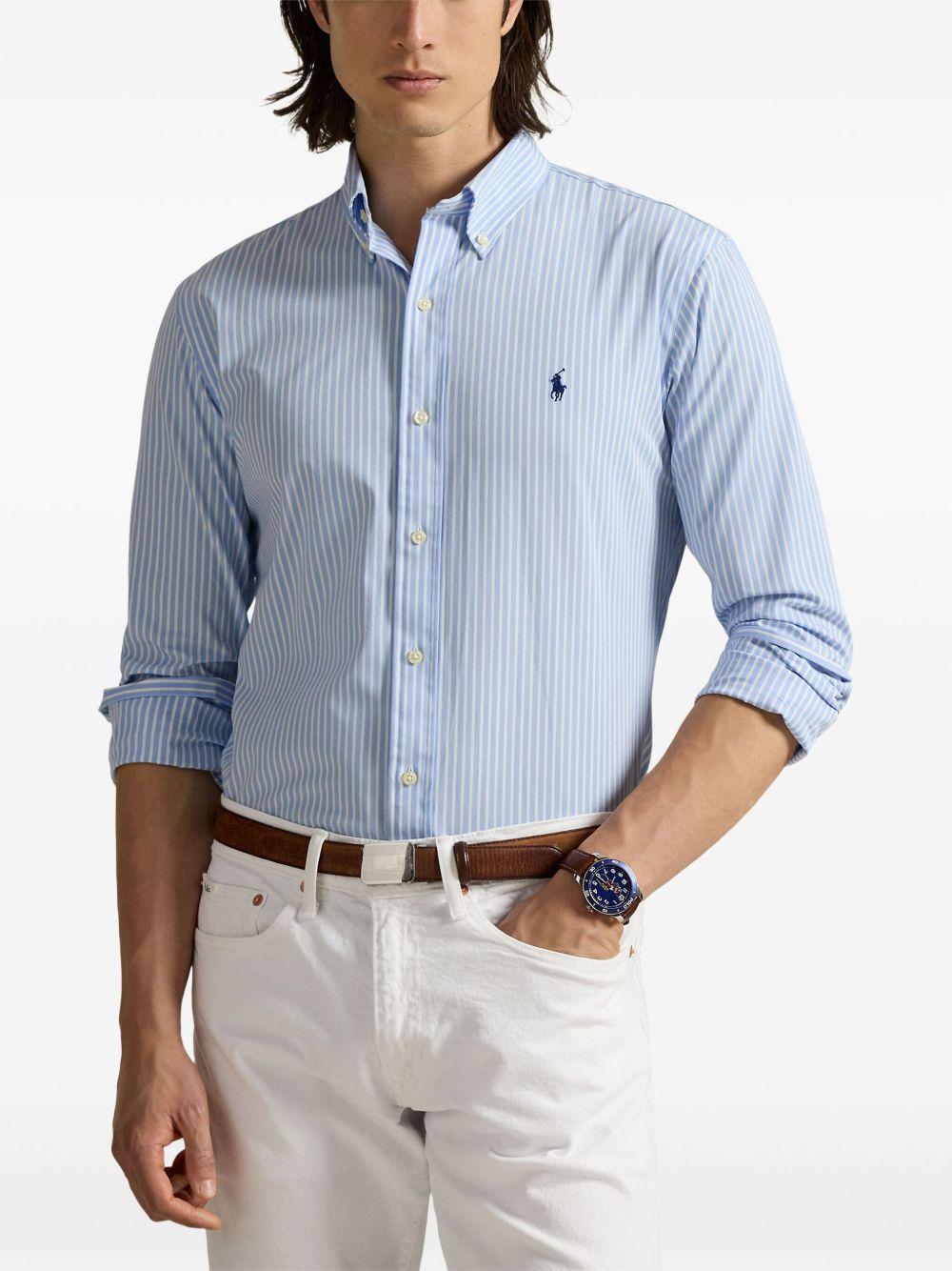 POLO RALPH LAUREN Camicia a righe celeste e bianco con logo