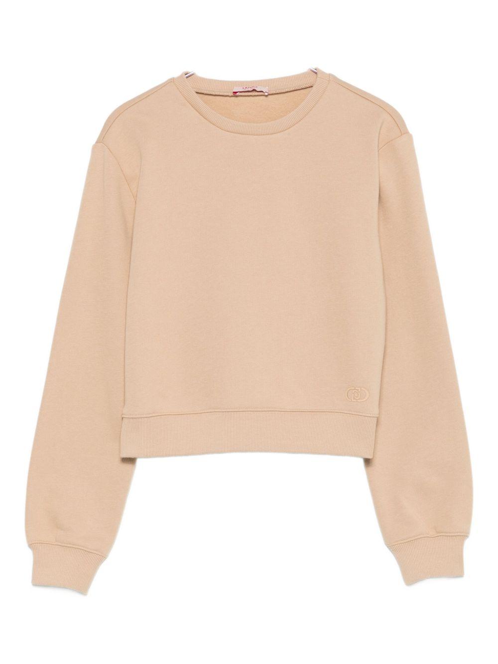 LIUJO Felpa girocollo in cotone beige