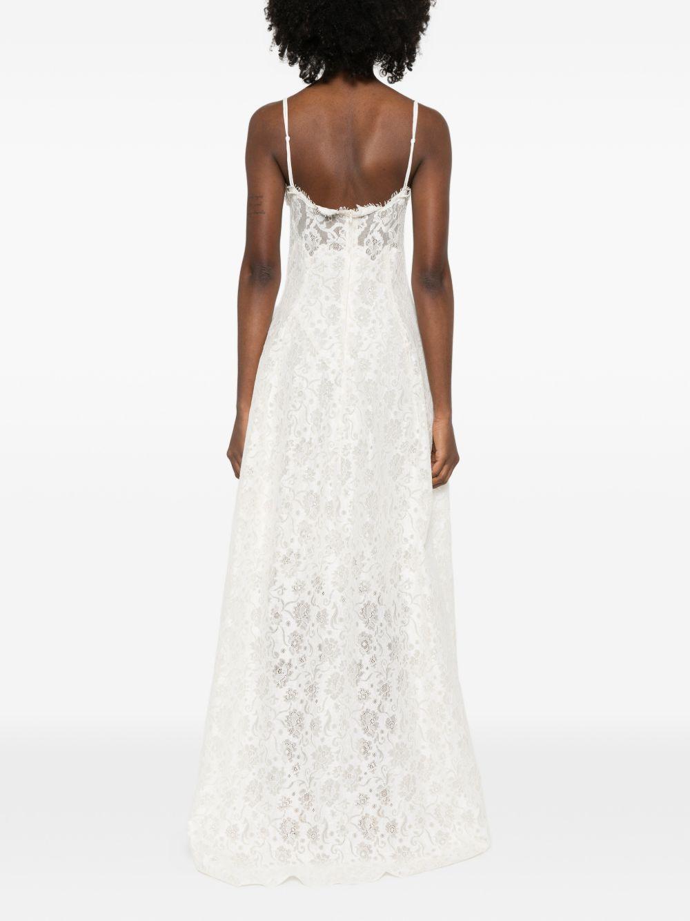 ERMANNO SCERVINO Abito in pizzo con scollo a V in cotone avorio