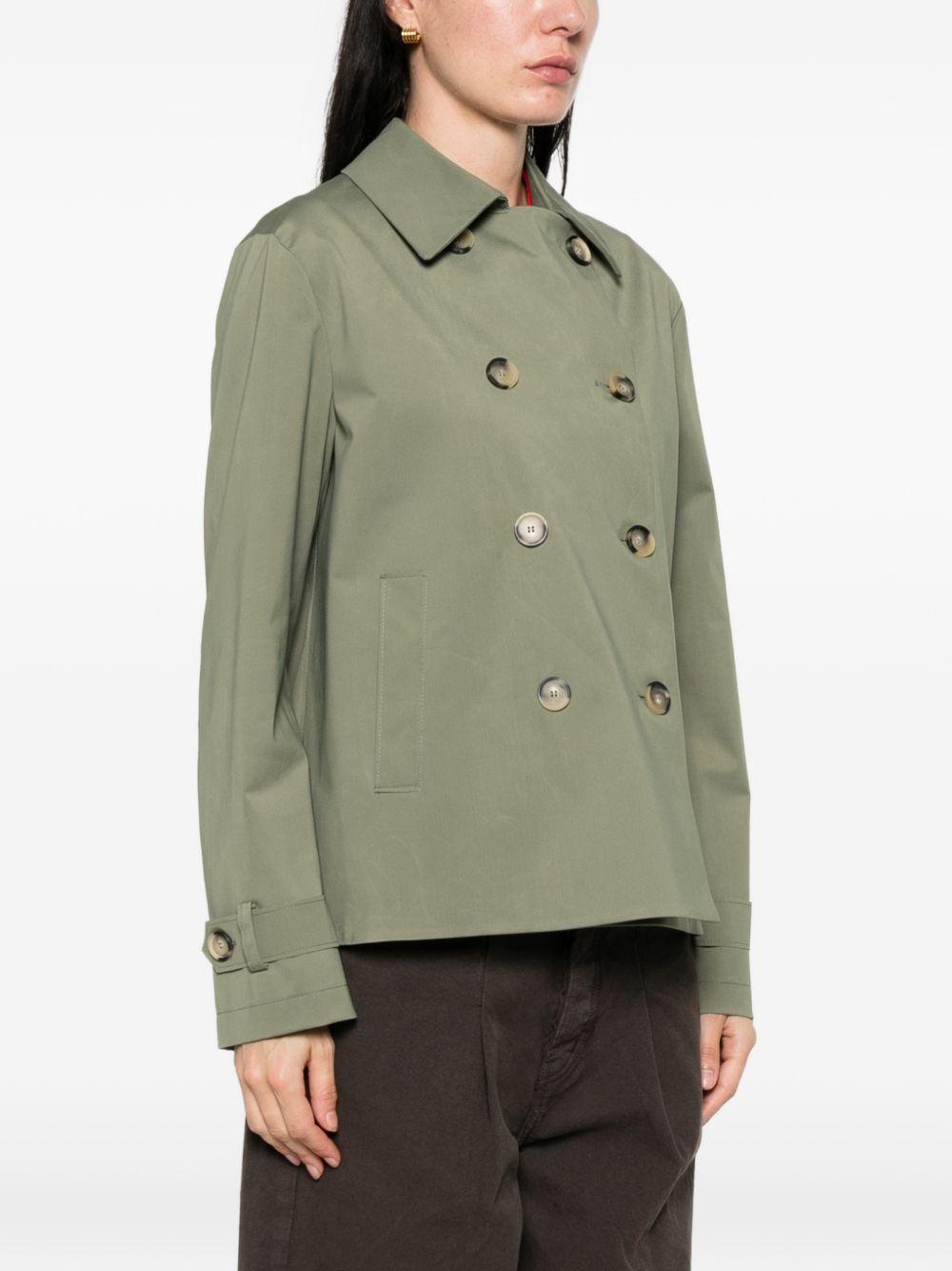 HARRIS WHARF LONDON Trench corto doppiopetto in tessuto leggero in verde caccia