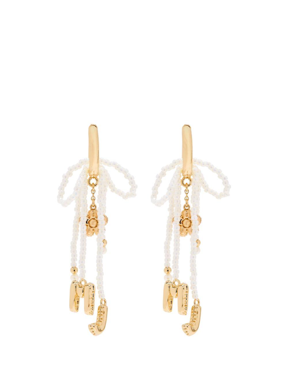 MARC JACOBS Orecchini dorati con perline bianche