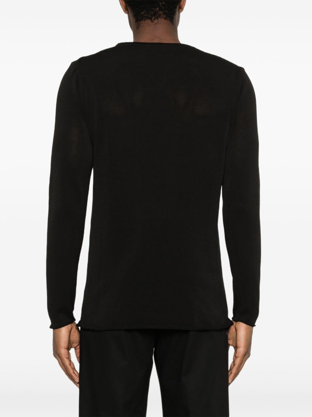 DANIELE FIESOLI T-shirt in cotone nero con girocollo a maniche lunghe