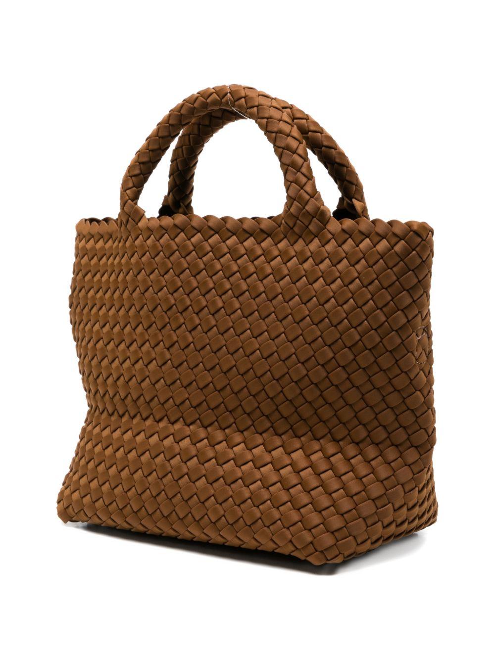 MARREA Mini borsa a tracolla marrone con texture intrecciata