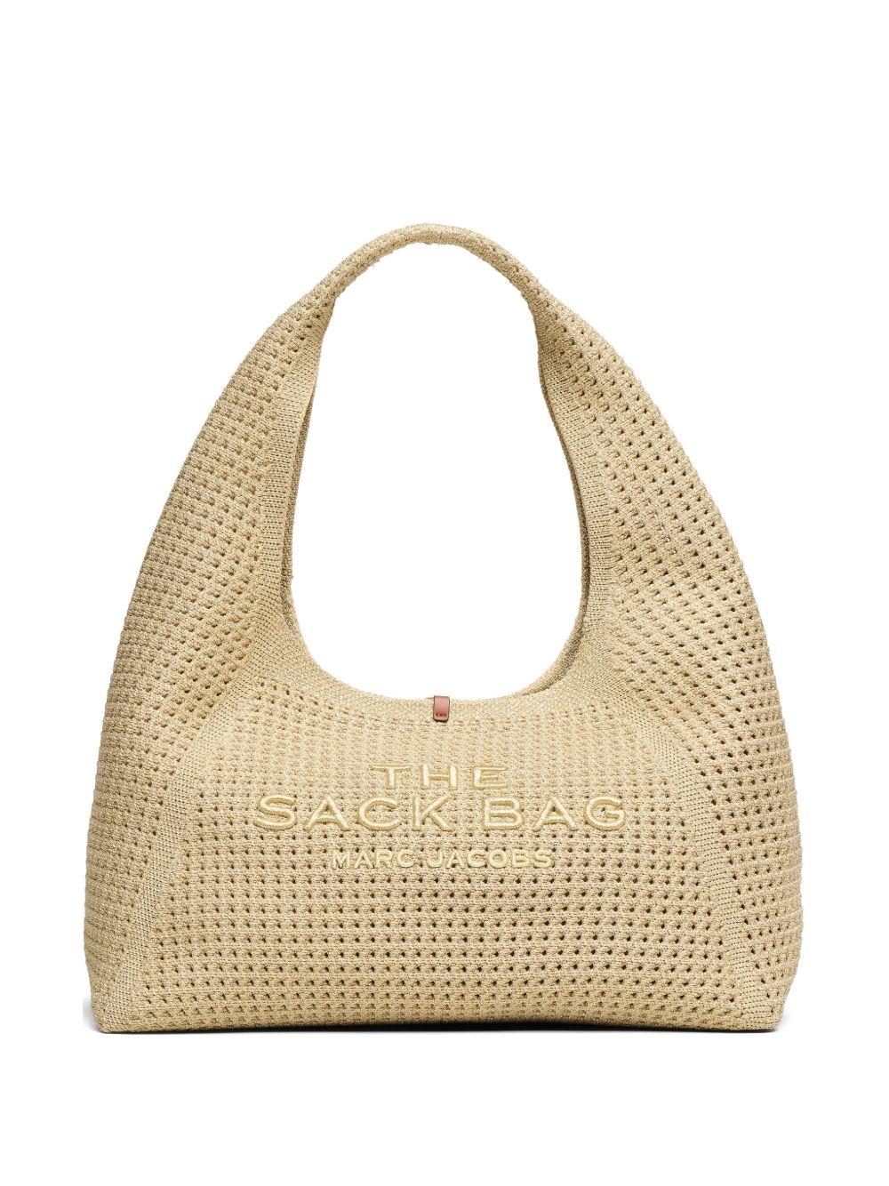 MARC JACOBS Sack Bag in maglia all'uncinetto con lurex e logo ricamato