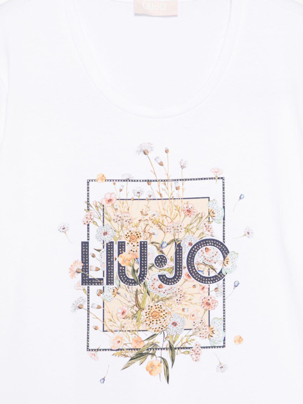 LIUJO T-shirt in cotone bianco con stampa