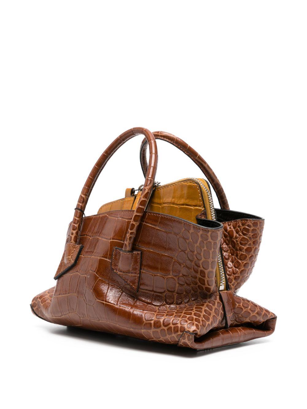 THE ATTICO Borsa a spalla La Passeggiata Mini marrone lucida effetto cocco