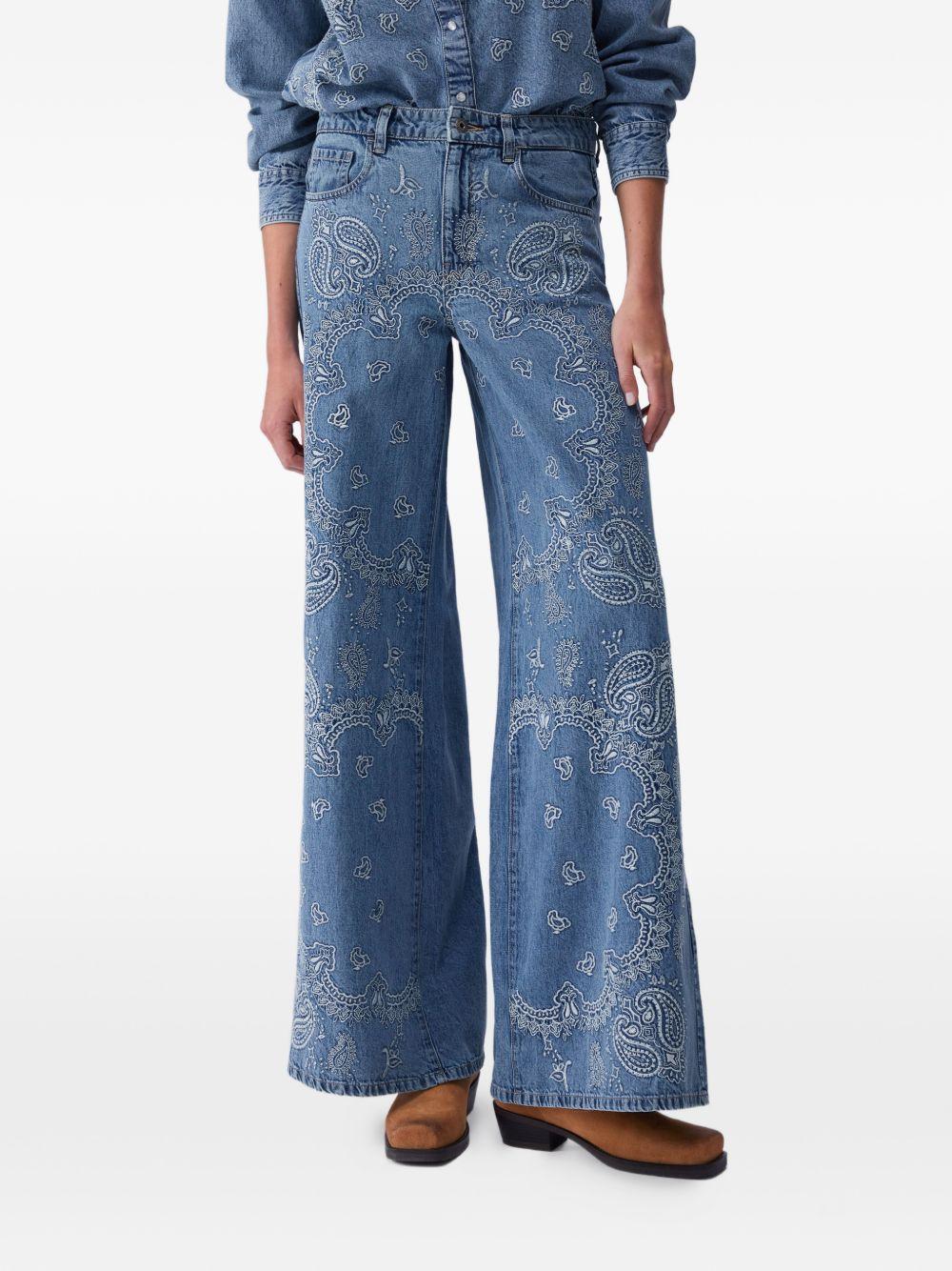 LIUJO Jeans blu a gamba larga con motivo Jacquard