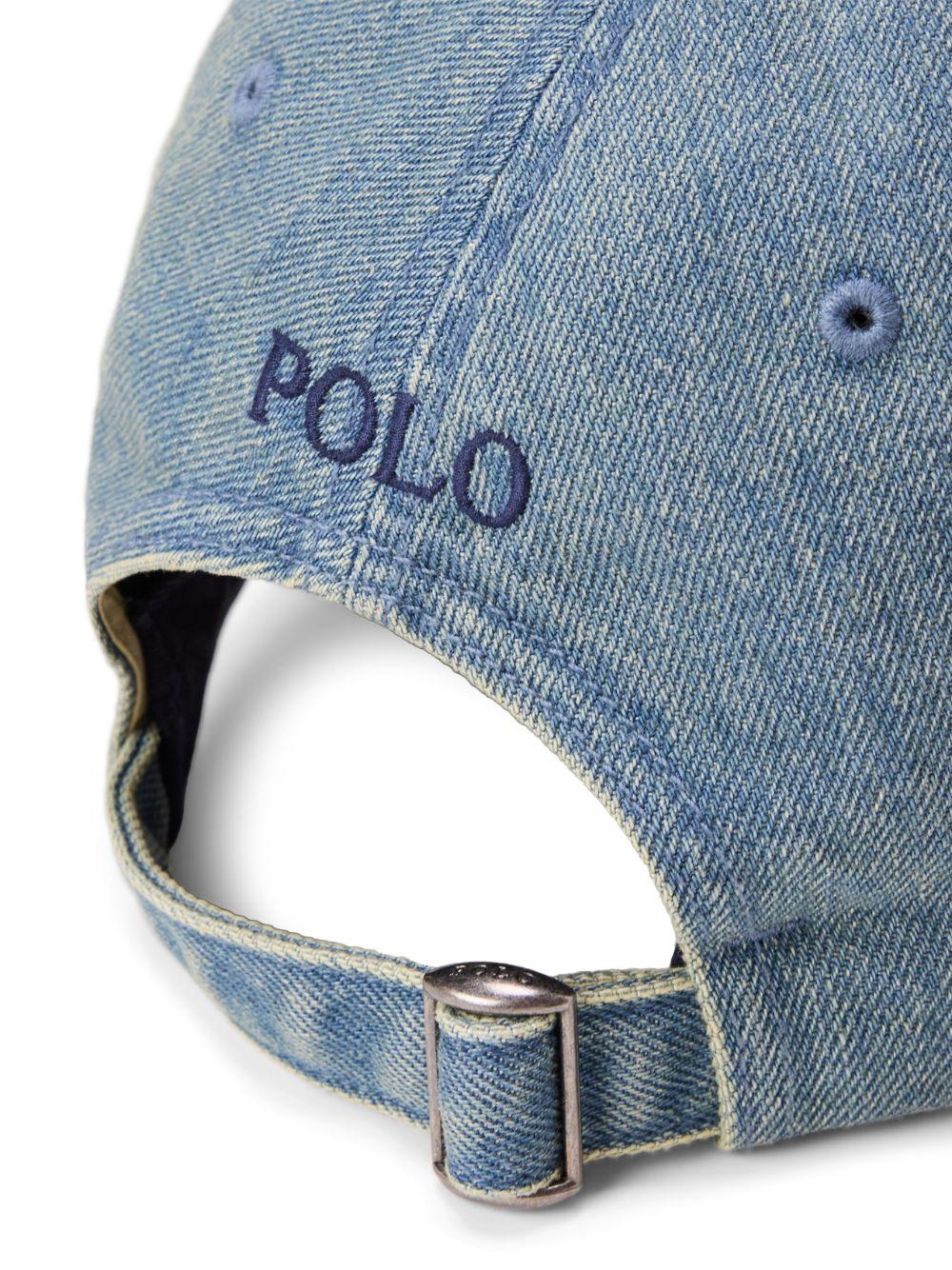 POLO RALPH LAUREN Cappello da baseball in cotone denim azzurro