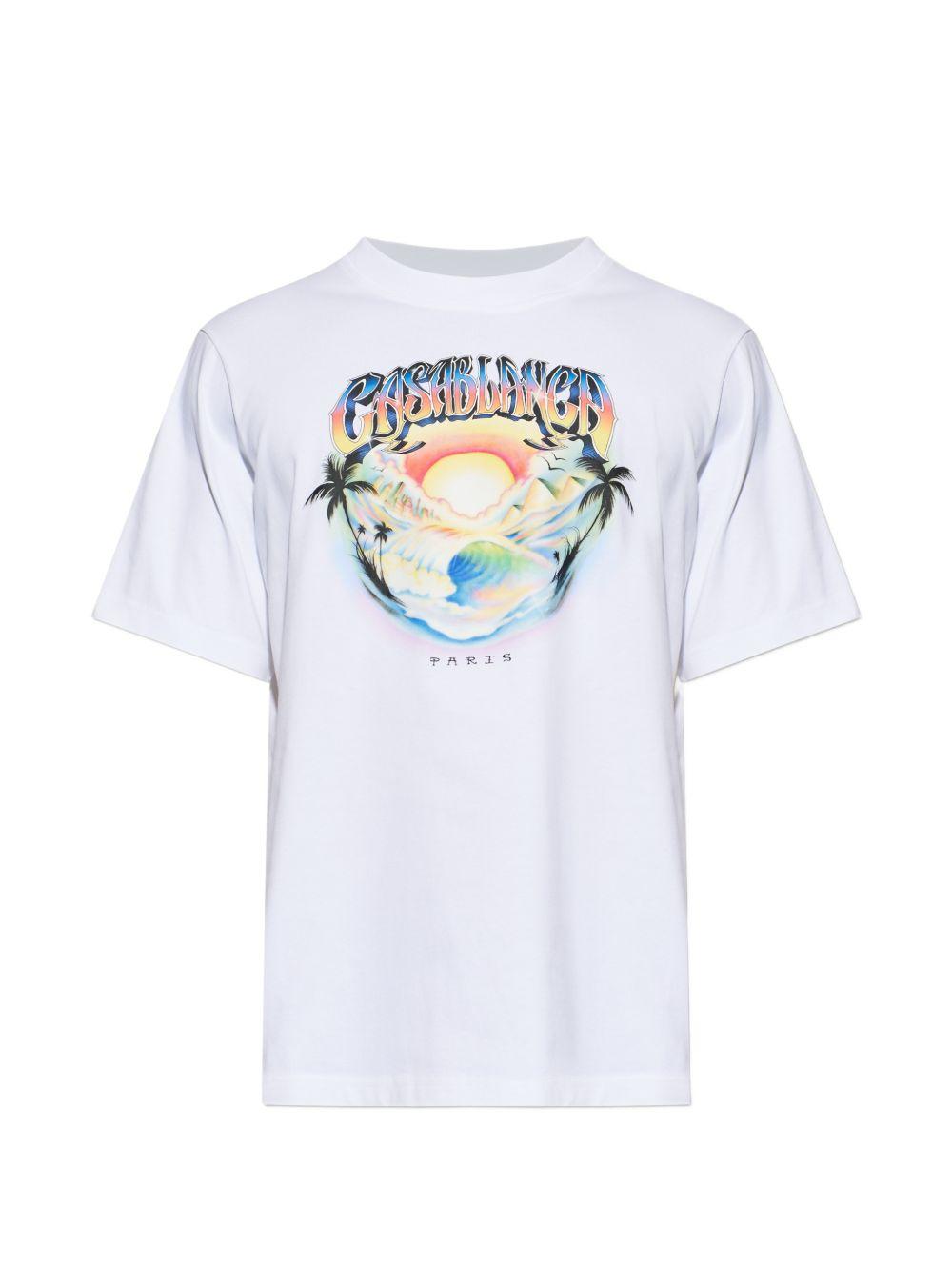 CASABLANCA T-shirt Casa Airspray in cotone bianco con stampa grafica