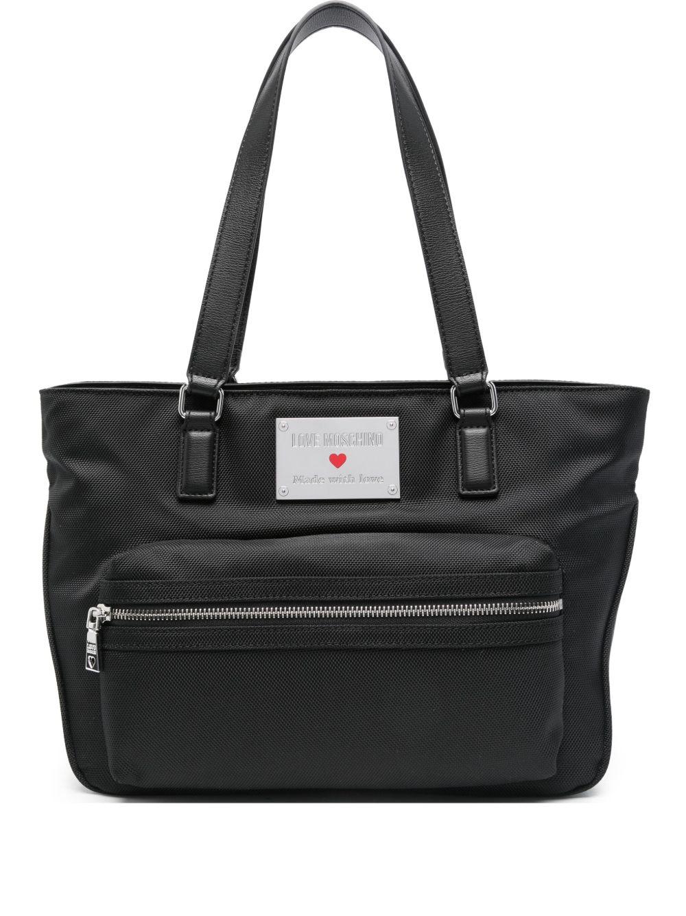 LOVE MOSCHINO Borsa shopping nera con logo