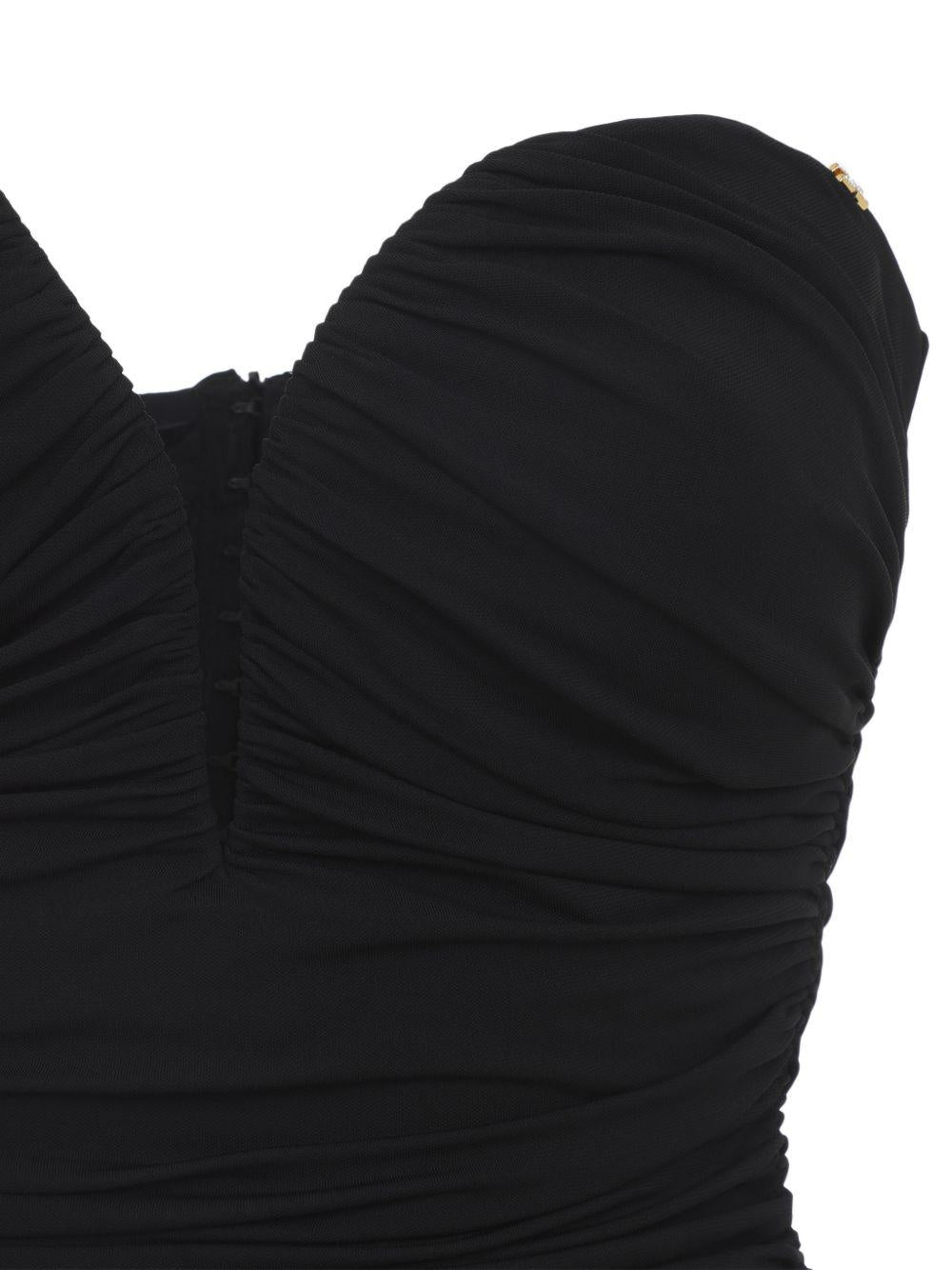 ELISABETTA FRANCHI Mini abito nero con dettagli arricciati